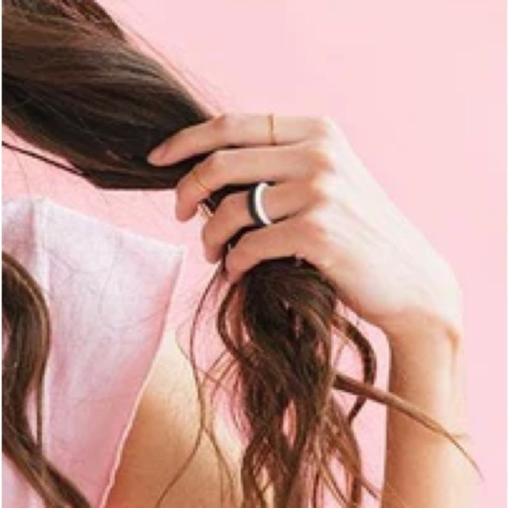 NWT Enso Rings Braided Stackable Silicone Ring - Obsidian/White